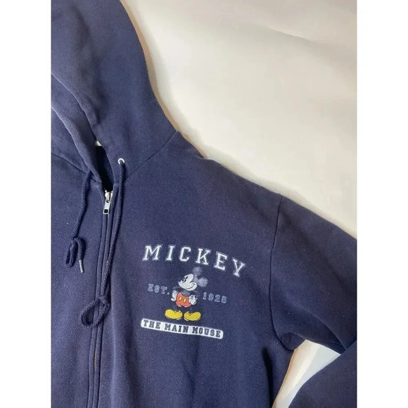 VINTAGE Disney Sweater Hoodie Blue Full Zip Long Sleeve Men M Made In USA 90s - Picture 2 of 9
